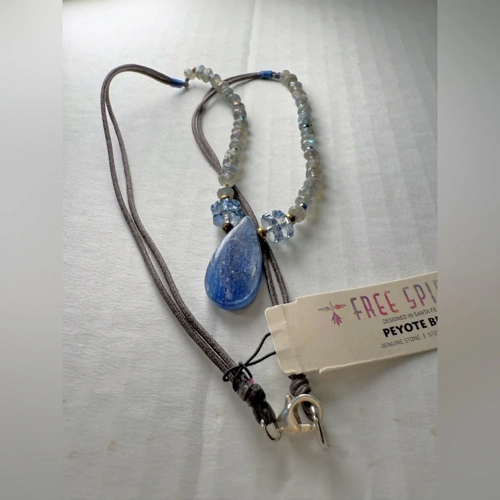 Peyote Bird Necklace 18in Artisan‎ Genuine Stone Sterling Silver Leather Cord
